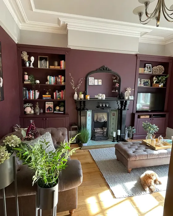 Farrow and Ball Brinjal living room 