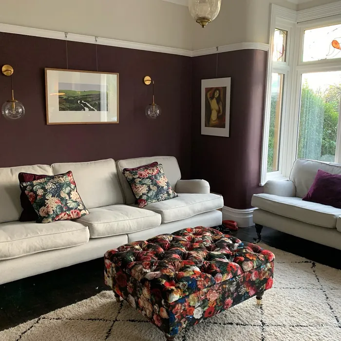 Farrow and Ball Brinjal living room 