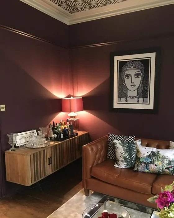 Farrow and Ball Brinjal living room 