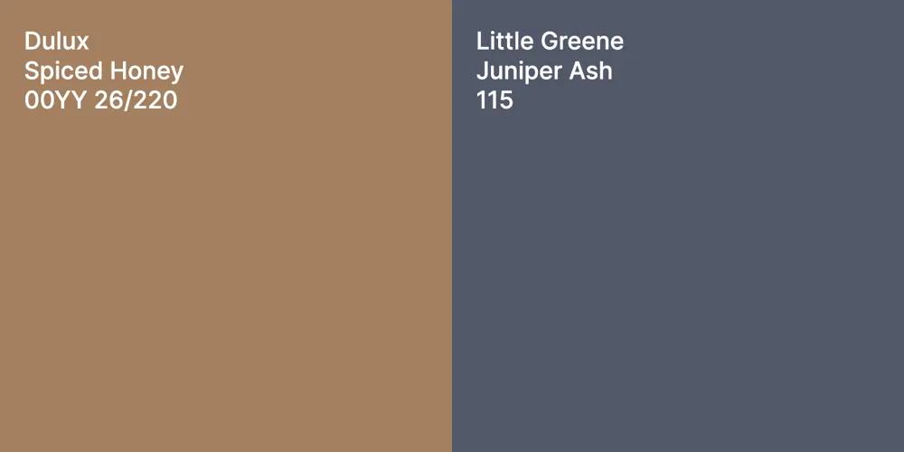 Dulux Spiced Honey vs. Little Greene Juniper Ash