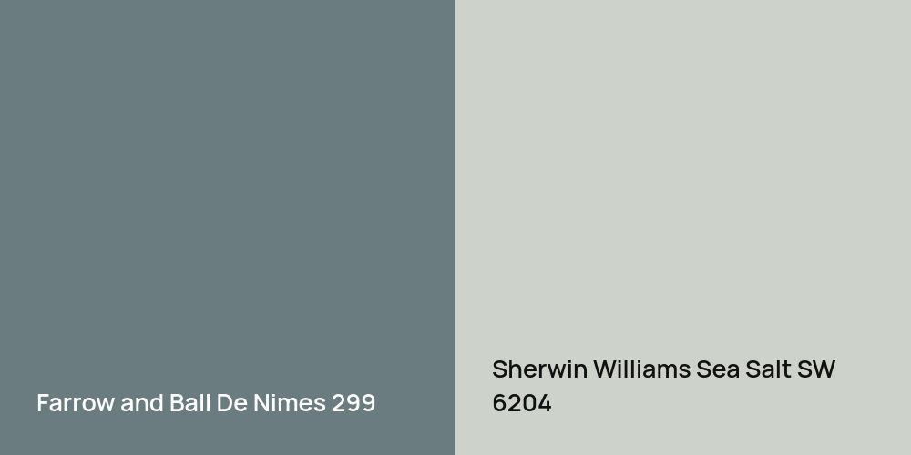 Farrow and Ball De Nimes vs. Sherwin Williams Sea Salt